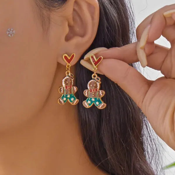 Christmas Hoop Earrings For Women Xmas Tree Snowflake Candy Cane Bell Large Circle Earring Holiday Party New Year Jewelry Gift