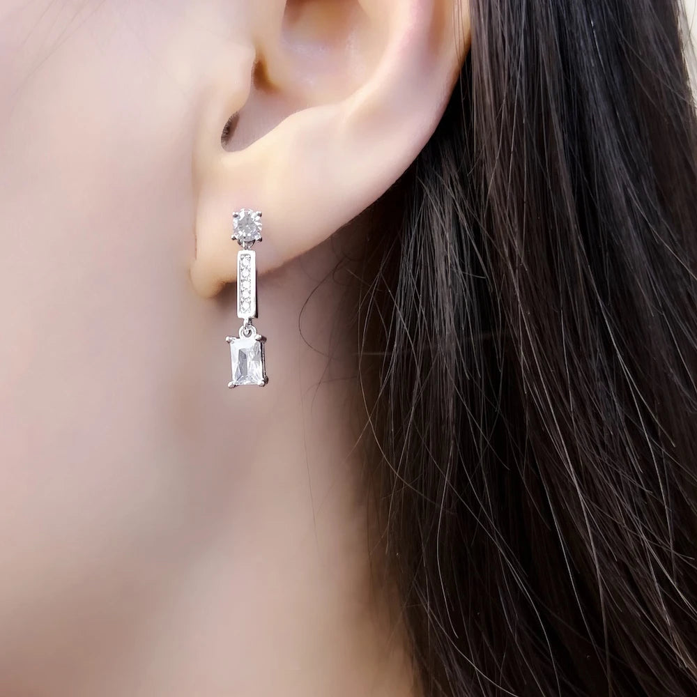 Ear Studs Angular Stones,Europe Graphic Modern Design Jewerly For Women Summer New Classic Gift In 925 Sterling Silver