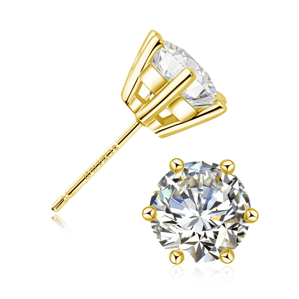 SDOOU 14k Gold Filled Moissanite Stud Earrings 0.5/1/2/3ct Round cut For Women Engagement Birthday Party Wedding Jewelry Gifts