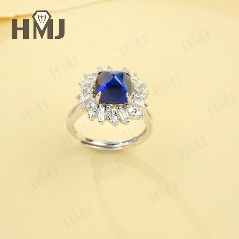 Finger Ring with 4CT Sugar Tower Lab Grown Sapphire Padparadscha 925 Silver for Women Man Engagement Banquet Accasion Christmas