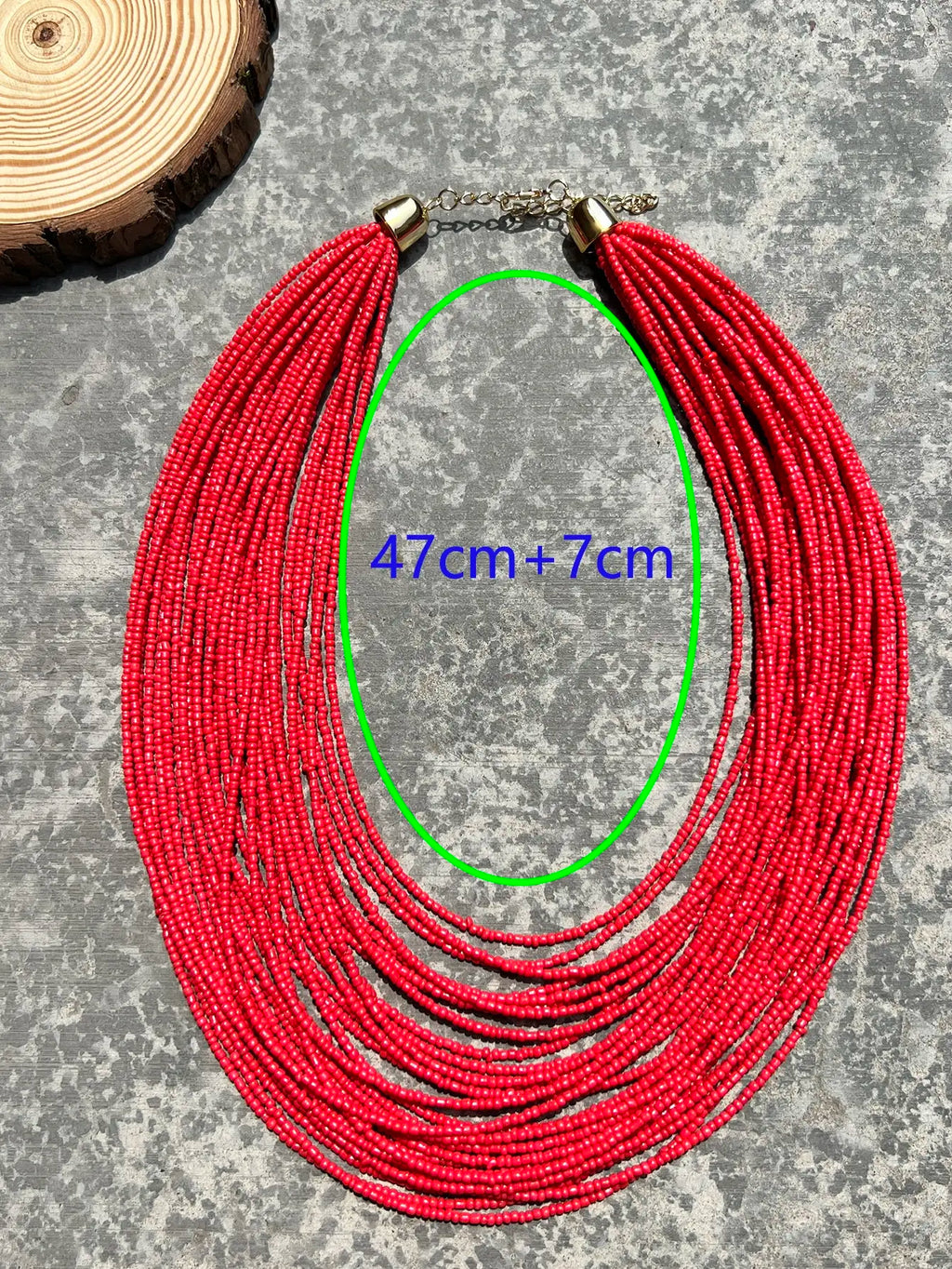 A bohemian‑style handmade beaded multi‑layer red beaded necklace for women, seaside vacation jewelry