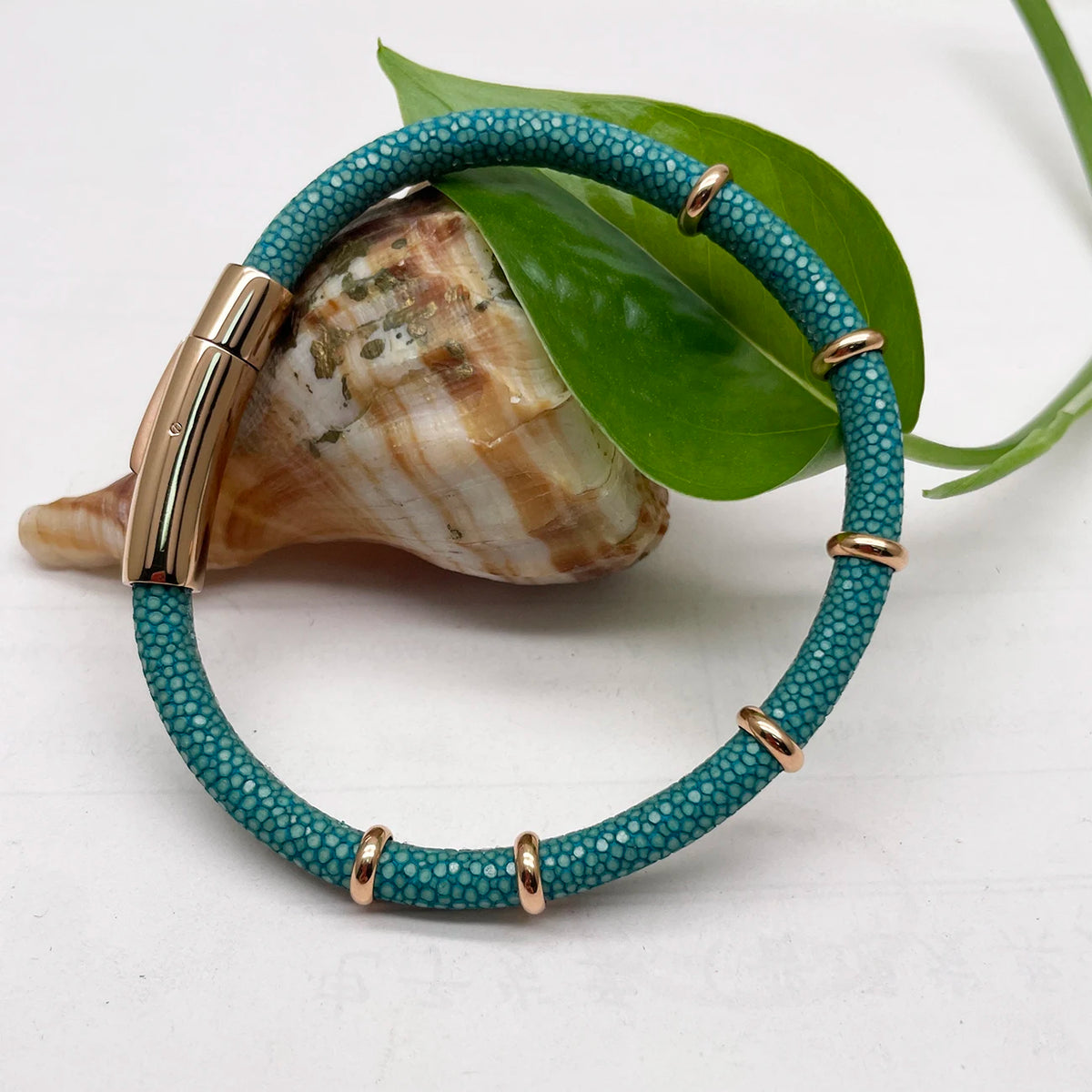 Genuine Stingray Leather Ring Beads Bracelet Double Bone Stinghd Style Gift for Birthday Gift Man Women Couple Bracelets Jewelry