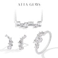 ATTAGEMS Baguette Emerald Cut Moissanite Jewelry Set for Women Rings Earrings Necklace S925 Sterling Silver 3 Piece Wedding Gift
