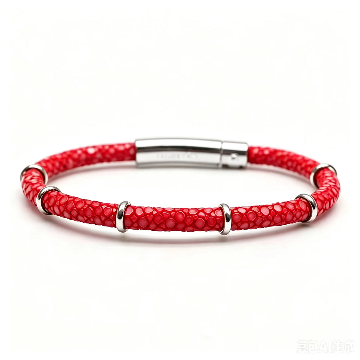 Genuine Stingray Leather Ring Beads Bracelet Double Bone Stinghd Style Gift for Birthday Gift Man Women Couple Bracelets Jewelry