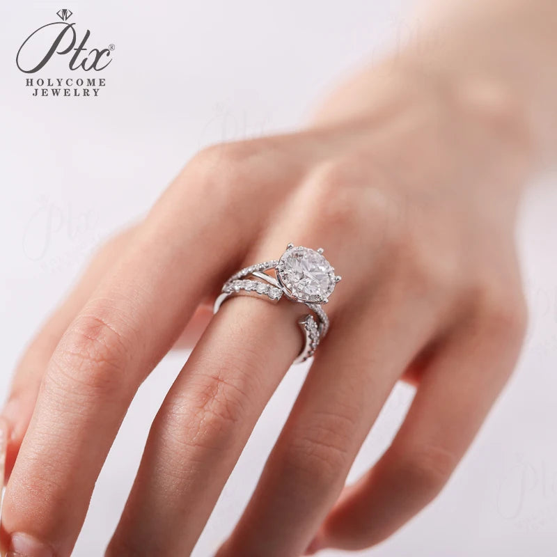 Open Ring All Lab Grown Diamond Round Cut Real 10K Gold Wedding Customized for Women Stackable Daily Charms Holycome Jewelry