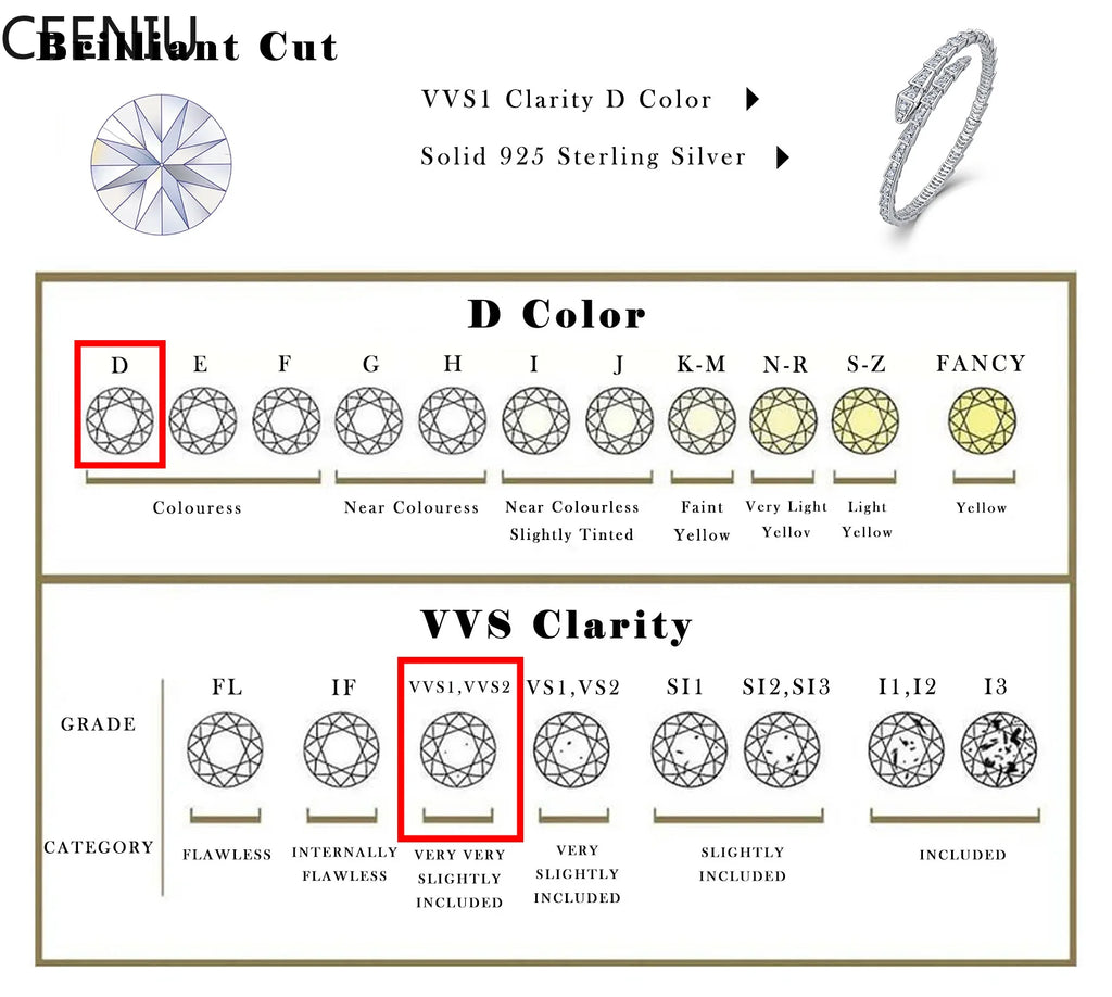 3.4CTW Moissanite Snake Stretch Bangle S925 Sterling Silver Flexible Serpent Bracelet For Women Wedding Party