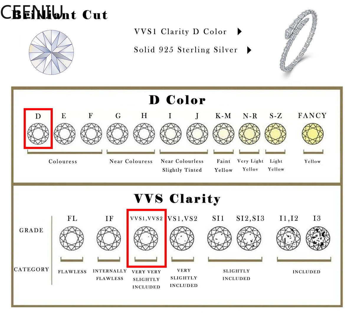 3.4CTW Moissanite Snake Stretch Bangle S925 Sterling Silver Flexible Serpent Bracelet For Women Wedding Party