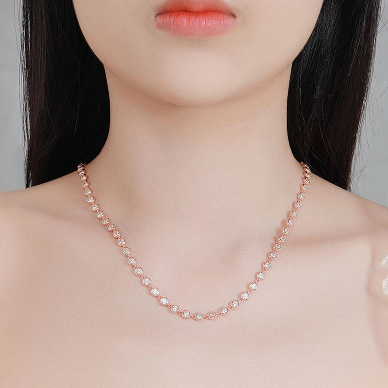 3mm Real Moissanite Bubble Chain Necklace 925 Sterling Silver Iced Diamond Tennis Necklaces Women Hiphop Jewelry Pass Tester