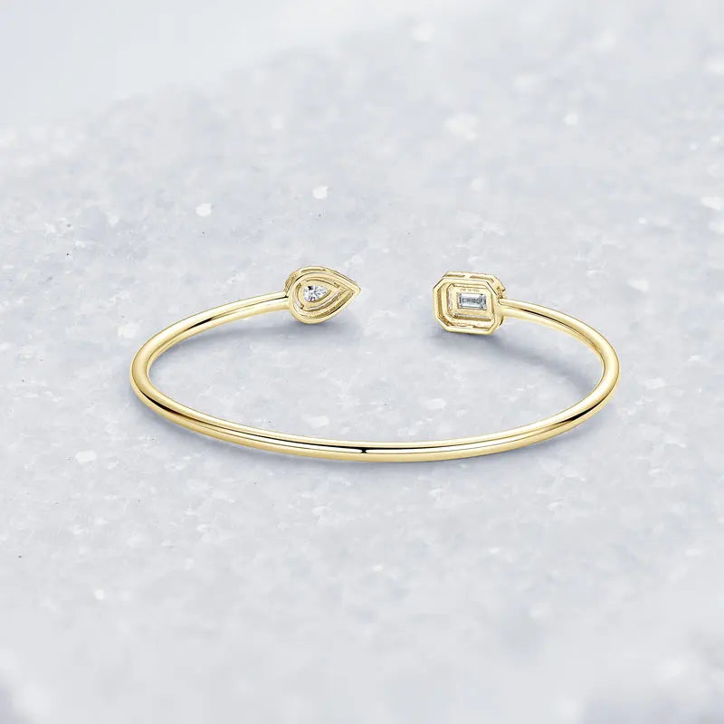 OXTAO D VVS1 Moissanite Cuff Bangle Bracelet for Women Original 925 Sterling Silver Hand Bracelet Simple Fine Jewelry Gifts
