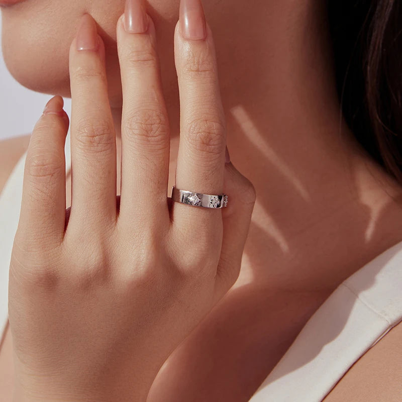 Bamoer U Moissanite Ring 925 Sterling Silver Unique Four-leaf Clover Moissanite Design Certified Rings Women Fine Jewelry