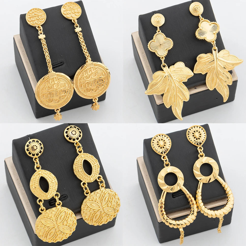 Fashion Earrings for Women Gold Color Vintage Water Drop Plant Leaves Earrings For Women Jewelry Accessory Party Girls Gifts
