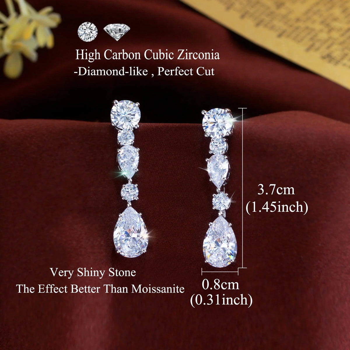 Pera Classic Shiny High Quality Cubic Zirconia Long Water Drop Dangle Earrings for Women Bridal Party Wedding Jewelry DE041