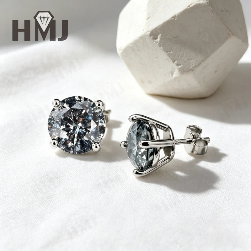 925 Sterling Silver Earrings Unique Salt and Pepper Diamond Gray Round Cut Anniversary Mother's Day Gift Fine Jewelry for Her