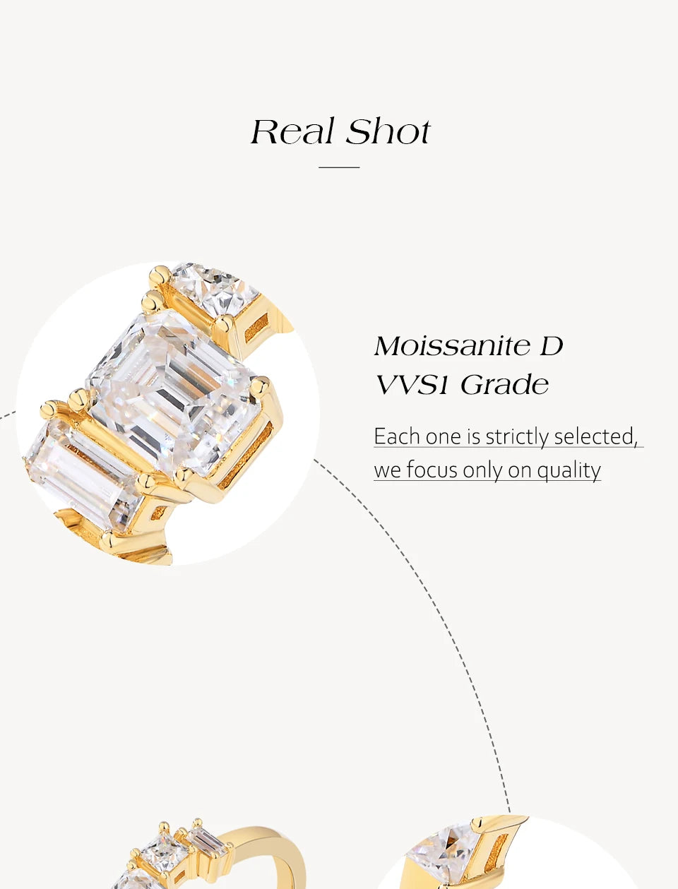 ATTAGEMS Baguette Emerald Cut Moissanite Jewelry Set for Women Rings Earrings Necklace S925 Sterling Silver 3 Piece Wedding Gift