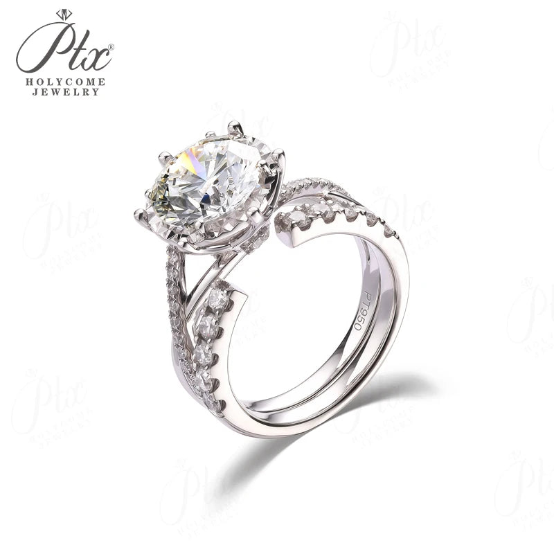 Open Ring All Lab Grown Diamond Round Cut Real 10K Gold Wedding Customized for Women Stackable Daily Charms Holycome Jewelry