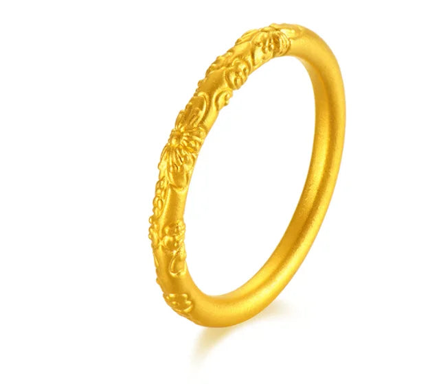 24k pure gold finger rings 3d hard gold jewelry 999 real gold wedding rings for women