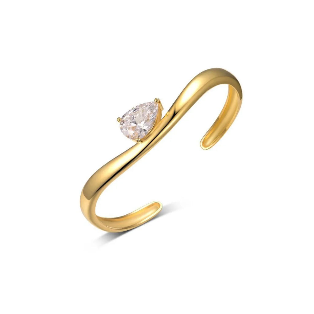 BXINY 6CT Pear Cut Moissanite Bangle 925 Sterling Silver 18K Gold Plated Water Drop Diamond Bracelet for Women Party Jewelry GRA