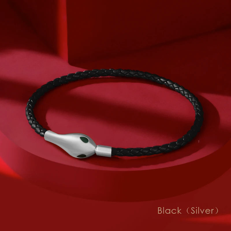 Classic Design Luxury Snakehead Bangles for Women Fashion Jewelry Genuine Braided Leather Bracelets Party Gifts Wholesale
