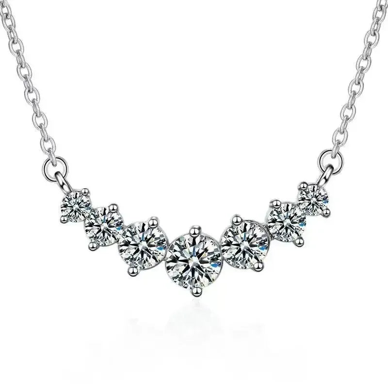 PT950 Morganite Seven-Star Necklace - Straight Drop Pendant Jewelry for Women - Simple and Elegant - High-End Necklace