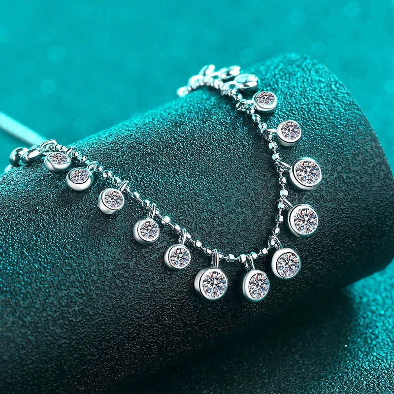 Tezzc Round Party Necklace 925 Sterling Silver With White Gold   Luxury Wedding Tennis Necklace for Women  Full Diamond Jewelry