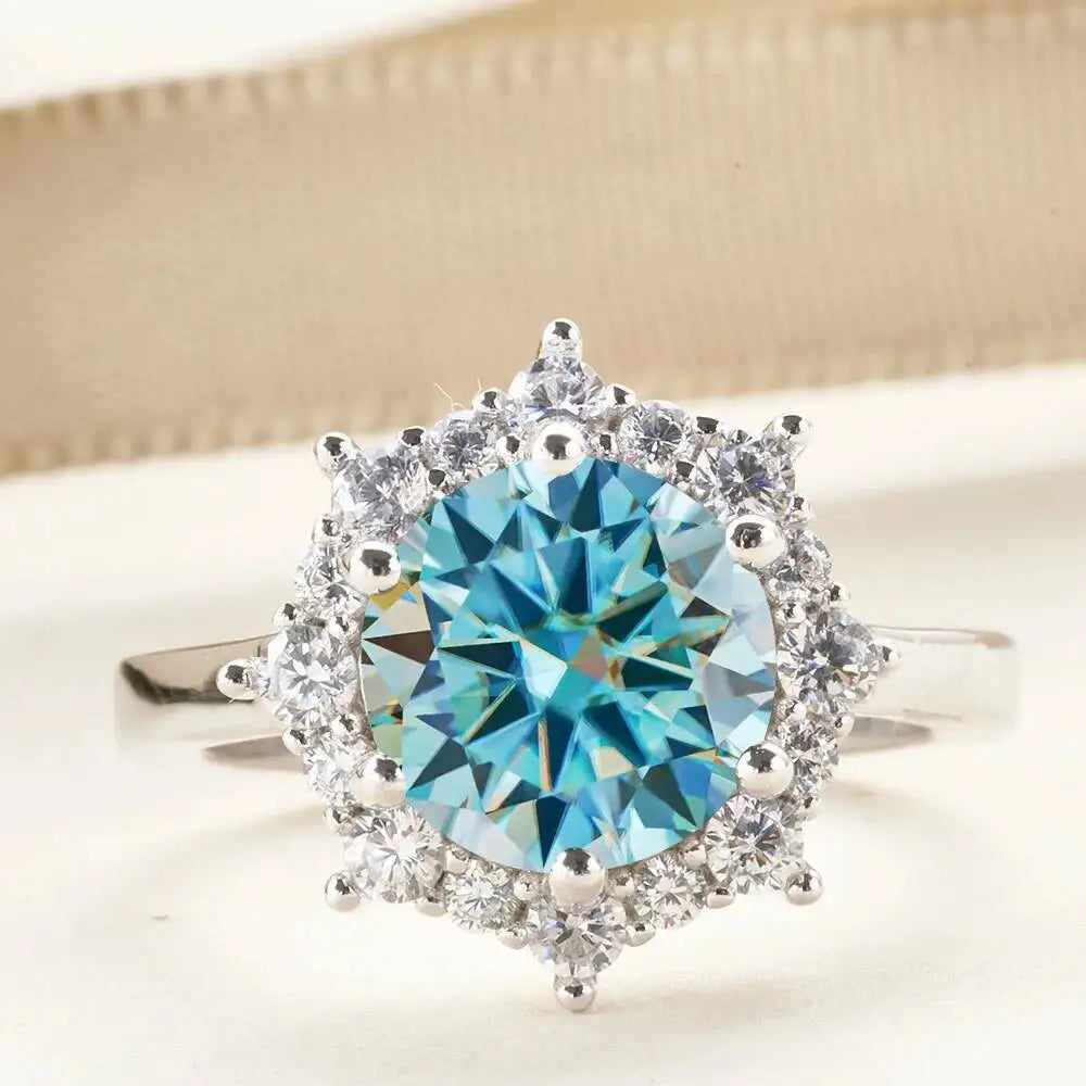 JH Real Moissanite Luxury Flower Ring 3.0Carat Diamond Fancy Wedding Rings For Women 925 Sterling Silver Fine Jewelry