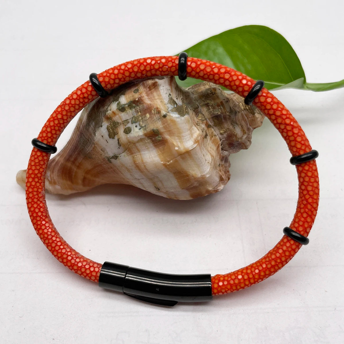 Genuine Stingray Leather Ring Beads Bracelet Double Bone Stinghd Style Gift for Birthday Gift Man Women Couple Bracelets Jewelry