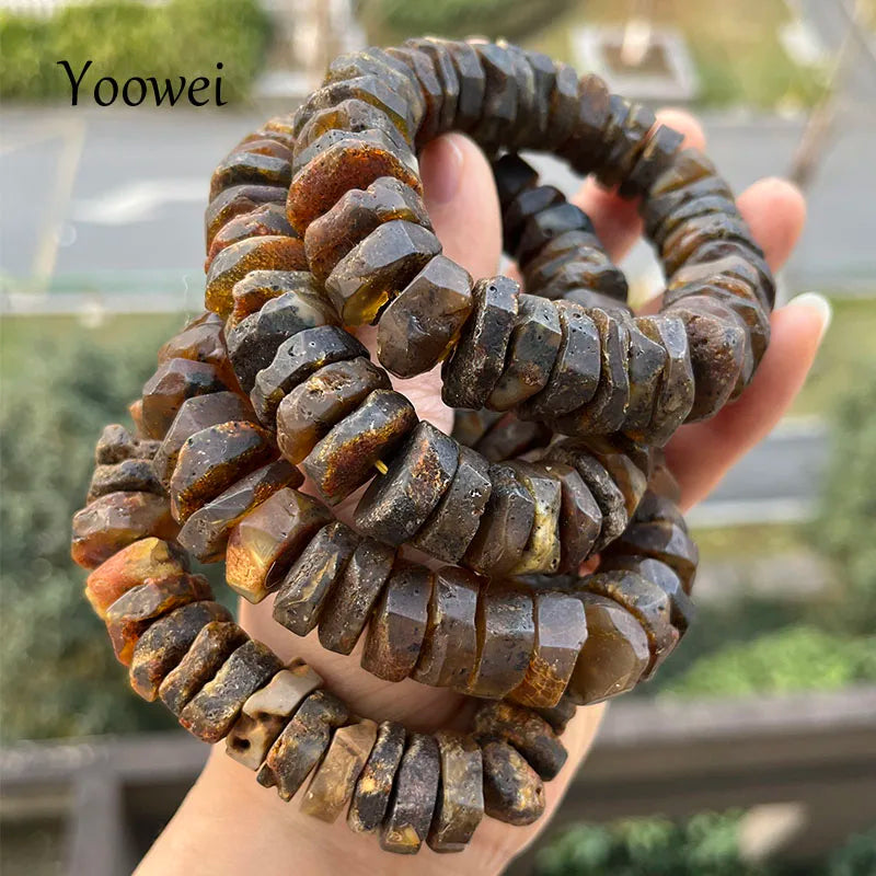 New Real Amber Bracelets for Men Women Unique Irregular Black Bead Good Smell 100% Original Natural Stone Healing Amber Jewelry
