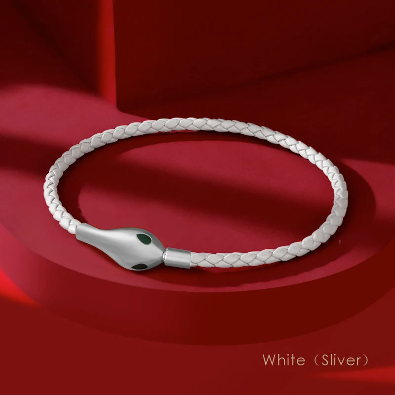 Classic Design Luxury Snakehead Bangles for Women Fashion Jewelry Genuine Braided Leather Bracelets Party Gifts Wholesale