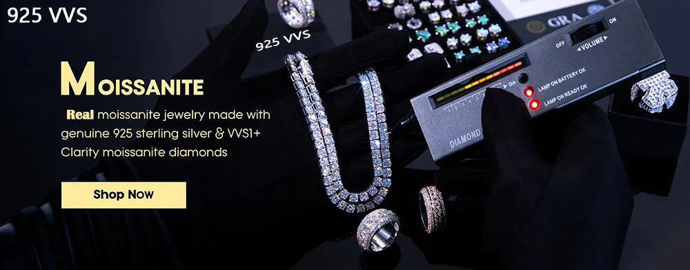 925 VVS Moissanite Ring Hip Hop Jewelry Bling Iced Out Round Square Moissanite Diamond Ring Men Women Gift