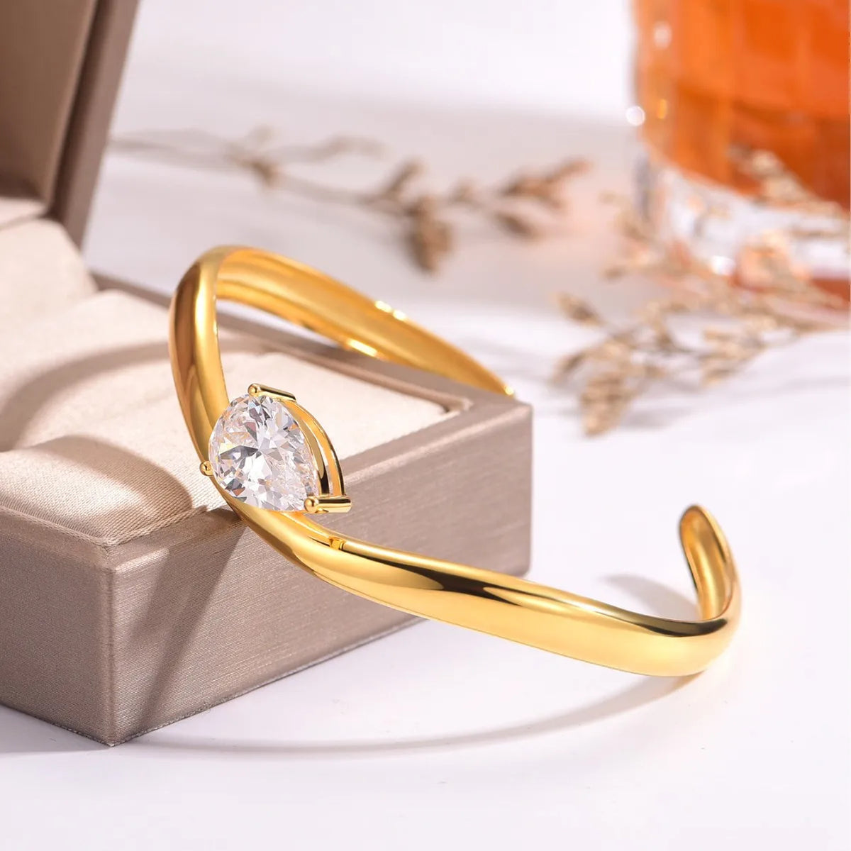 BXINY 6CT Pear Cut Moissanite Bangle 925 Sterling Silver 18K Gold Plated Water Drop Diamond Bracelet for Women Party Jewelry GRA