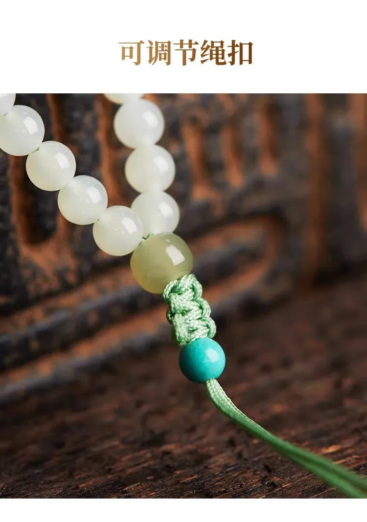 Natural Light Blue Hetian Jade Pendant Necklace Cord for Women Delicate Elegant Sweater Chain Gifts