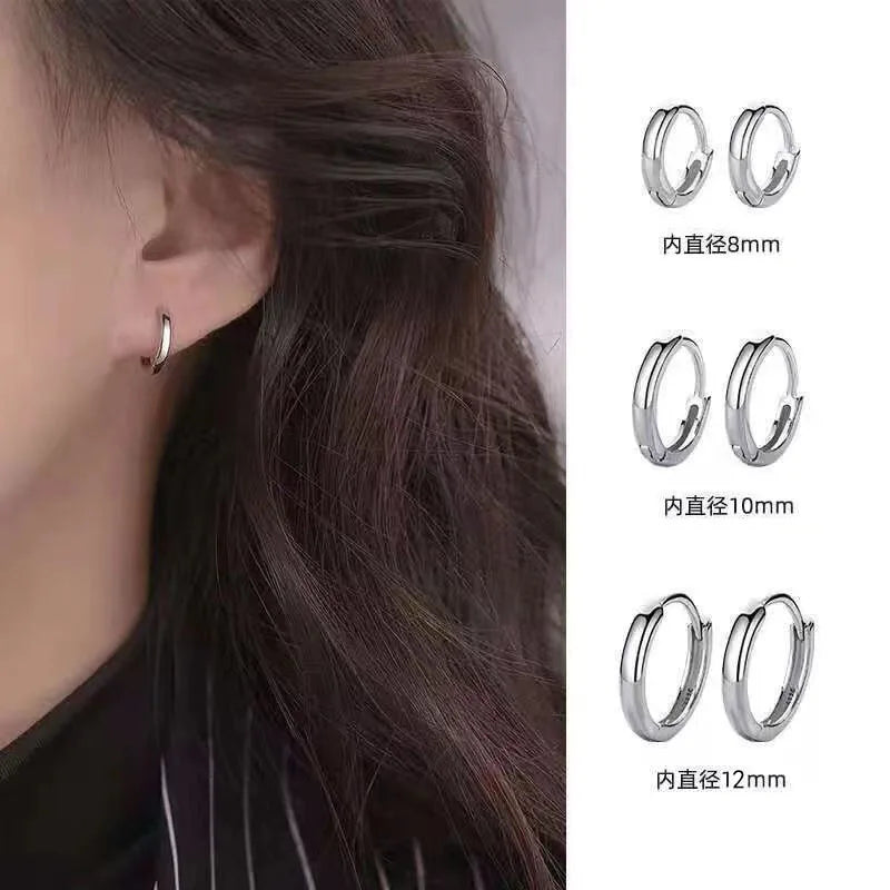 Exquisite 925 Sterling Silver Small Earrings, Plain Silver, Comfortable Earrings, Smooth Earrings, Suitable for Girls, Women