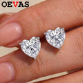 OEVAS 1/2/4 Carat 6.5/8/10mm D Color Heart Moissanite Diamond Stud Earrings For Women 925 Sterling Silver Party Fine Jewelry