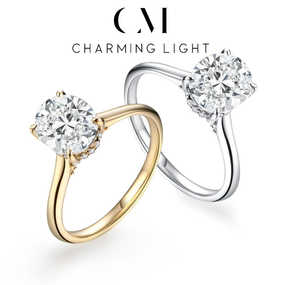 CHARMING Luxury 2.0CT Moissanite Rings Lab Diamond 10*7mm Engagement Wedding Rings 925 Sterling Silver Women Finger Band Jewely