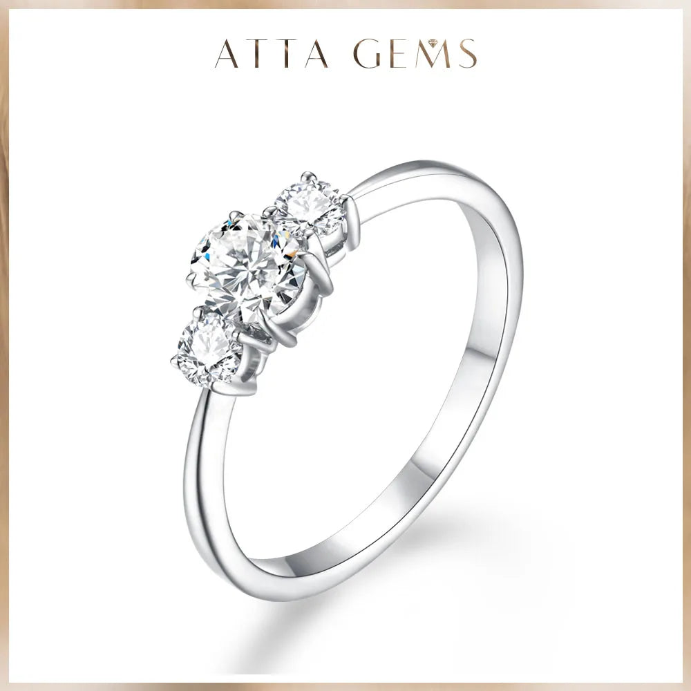 ATTAGEMS Three D Color VVS1 Moissanite Diamonds Rings For Women Real 10K 14K 18K White Gold Engagement Wedding Bride Jewelry New
