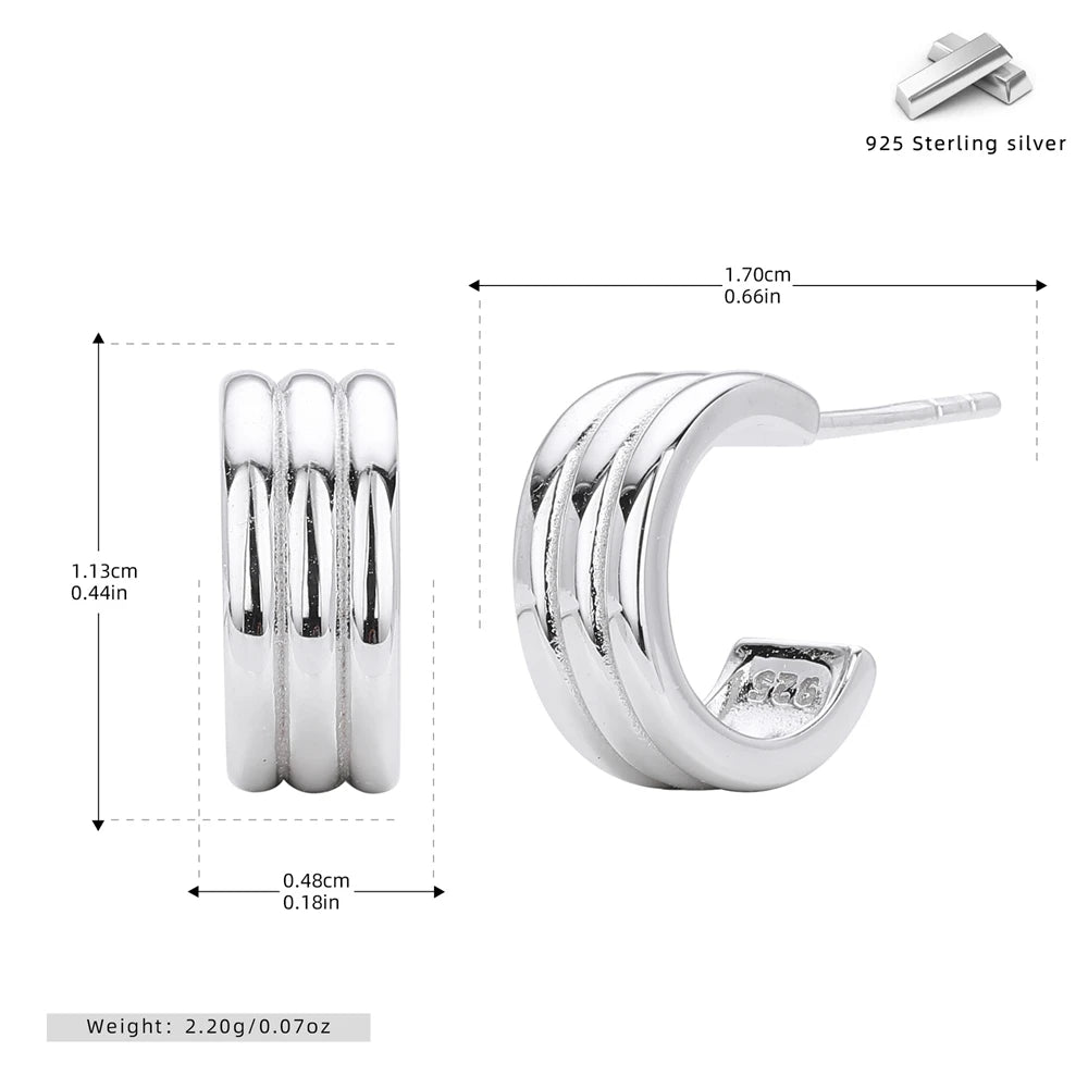 Fashion Earrings S925 Sterling Silver Plated with 18K Gold Ear Studs for Woman Party Jewelry Gift