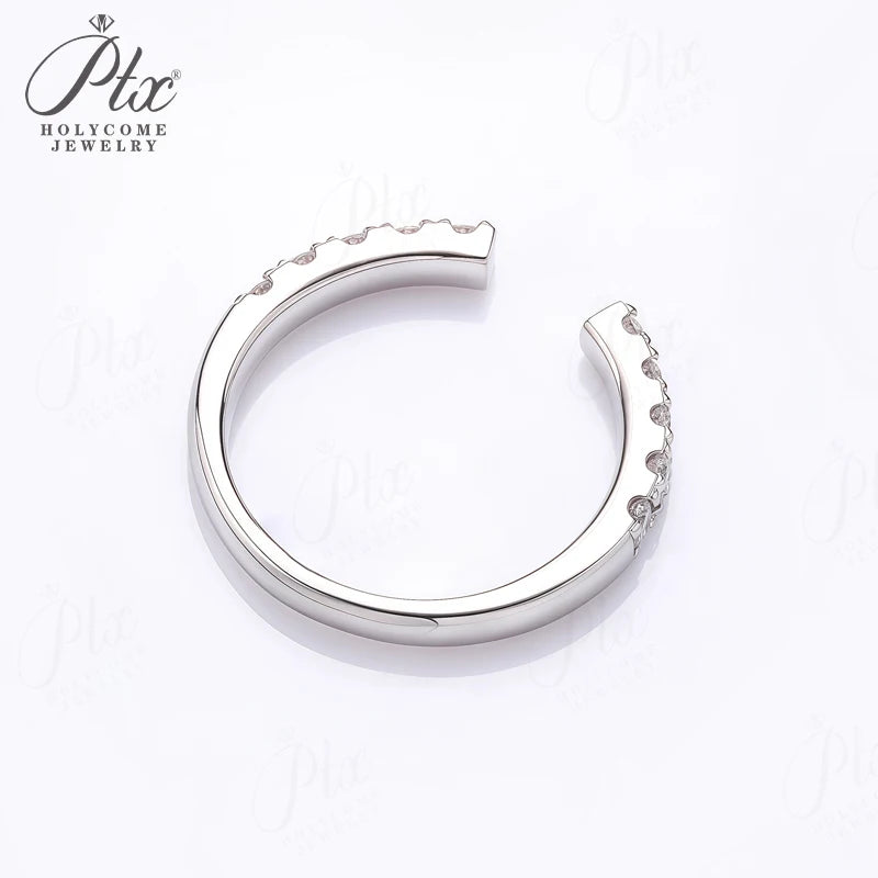 Open Ring All Lab Grown Diamond Round Cut Real 10K Gold Wedding Customized for Women Stackable Daily Charms Holycome Jewelry