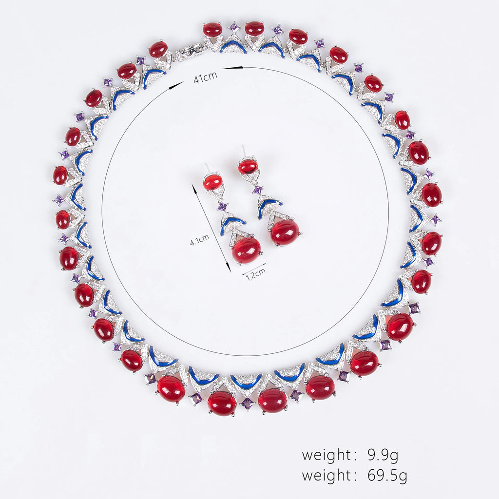 Elegant Jewelry Set Women Zircon Necklace Earrings Statement Bridal Wedding Banquet Luxury Evening Party Accessories Gift