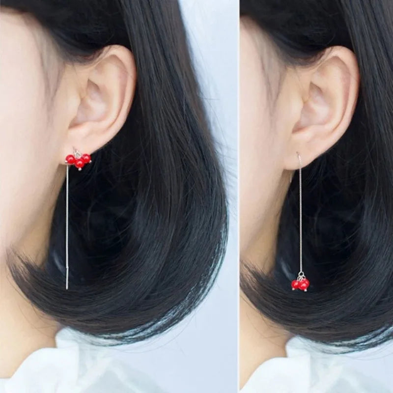 Exquisite, Fashionable and Versatile Red Long Earrings, Suitable for Daily Wear and Earrings.