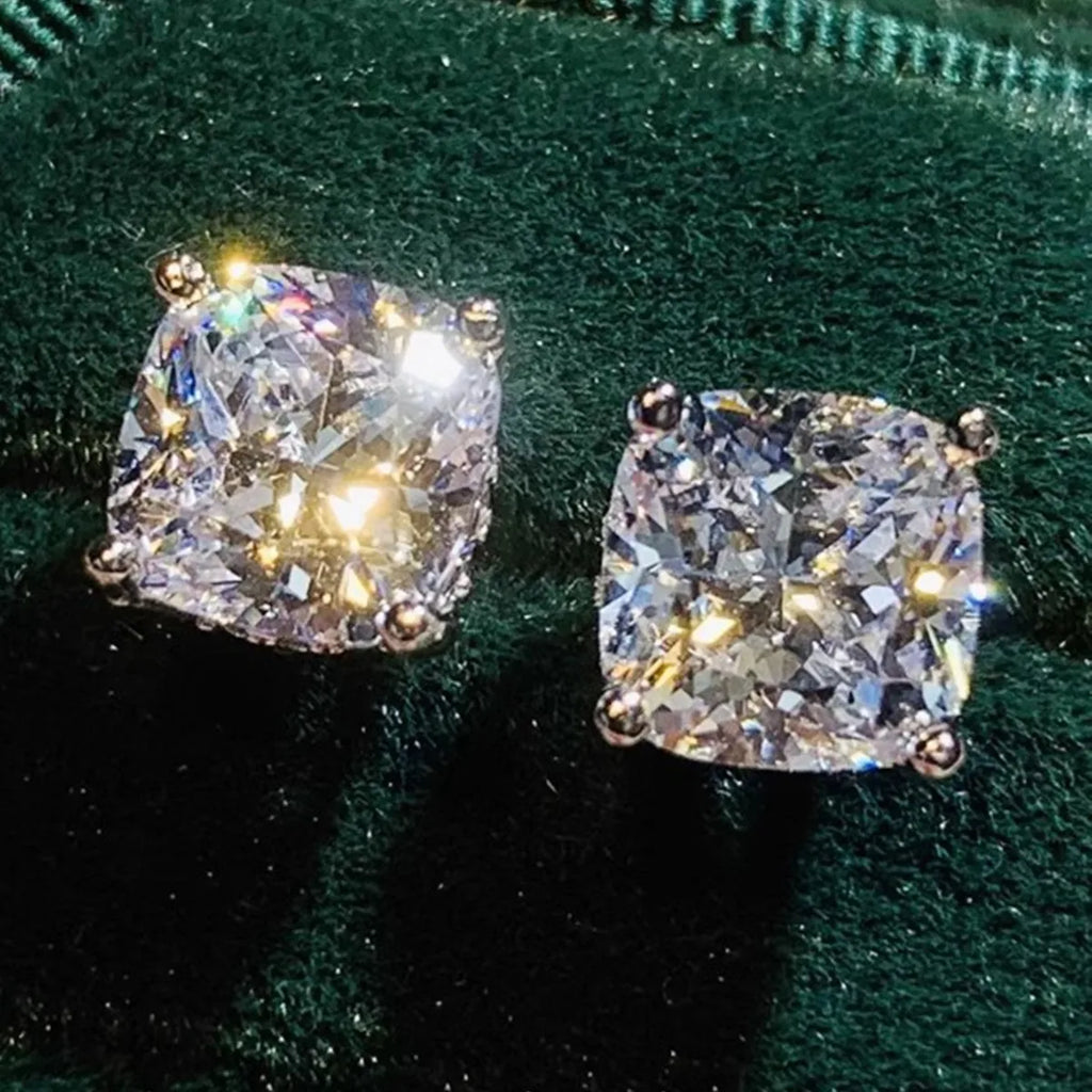 OXTAO Cushion Cut 2ct Moissanite Solitaire Stud Earrings Versatile Female Everyday Earrings Temperament Jewelry 14K Gold Filled
