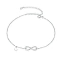 BISAER 100% 925 Sterling Silver Infinity Love Anklets Geometric Heart Chain Anklets For Women Party Fine Jewelry Holiday Gift