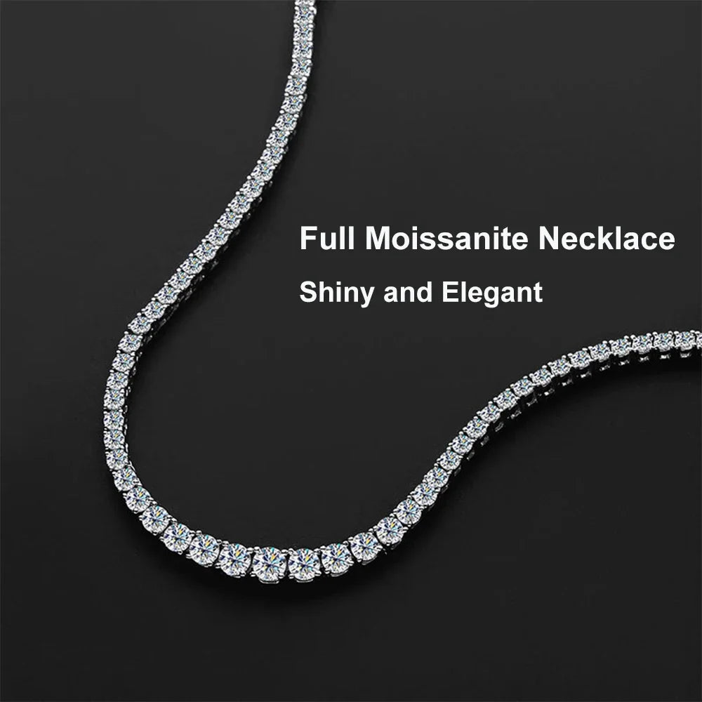 EWYA 100% Real Moissanite Diamond Necklace for Women 18k White Gold Plated 925 Sterling Silver Chains Necklaces Fine Jewelry
