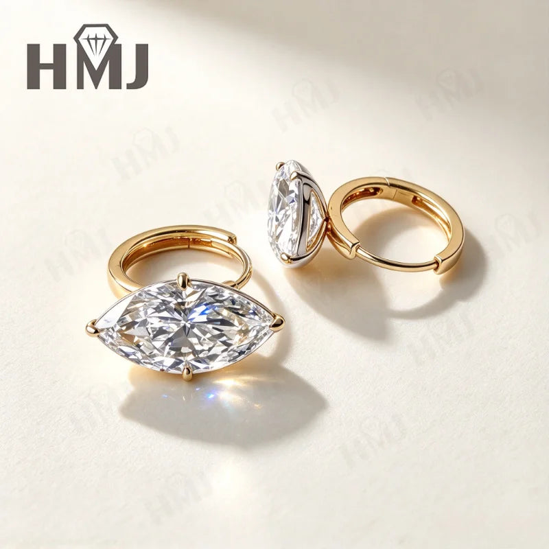 18K Gold Hoop Diamond Earrings Marquise Cut 1.5ct DEF VS Unique Wedding Bridal Jewelry Birthday Anniversary Party Gifts Charms