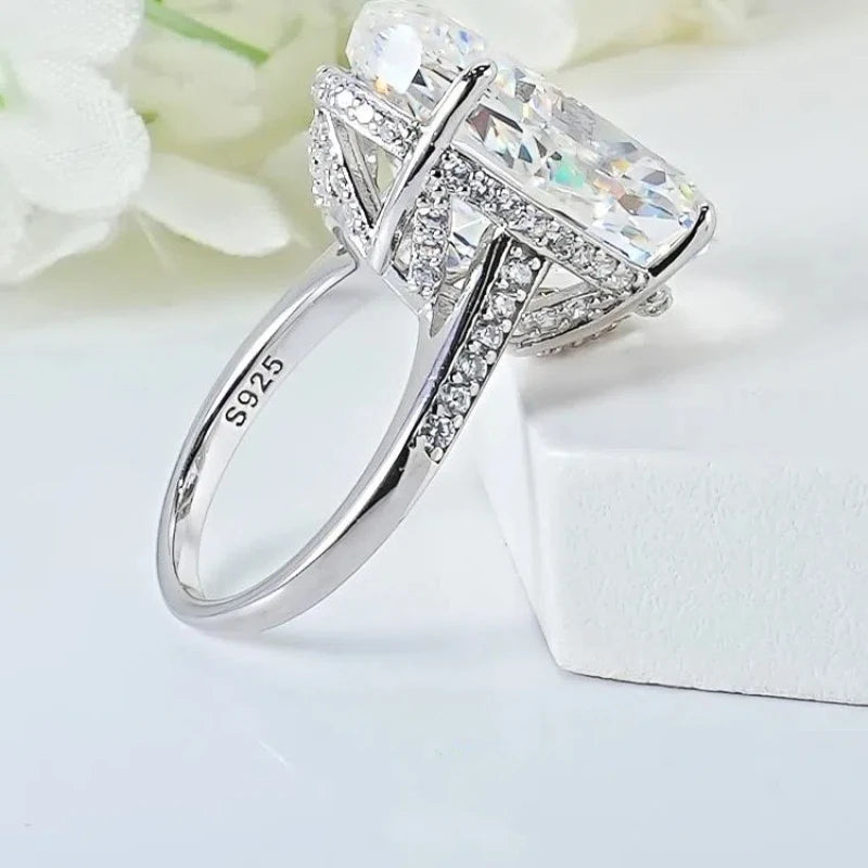 Big Luxury Lab Diamond Ring 20ct Vintage 100% Silver 925 Engagement Ring Jewelry for Women