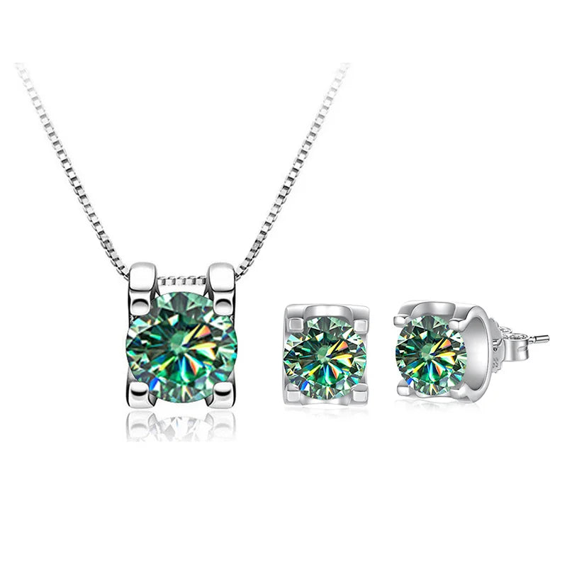 BagueRingen 1ct D Clolor Moissanite Jewelry Sets 925 Sterling Silver Party Wedding Earrings Necklace For Women Bridal Sets Gifts