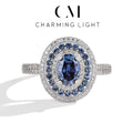 CHARMING Fashion 1.0CT Full Blue Moissanite Ring Lab Diamond 925 Sterling Silver for Women Fine Engagement Jewelry Gift Hot Sale