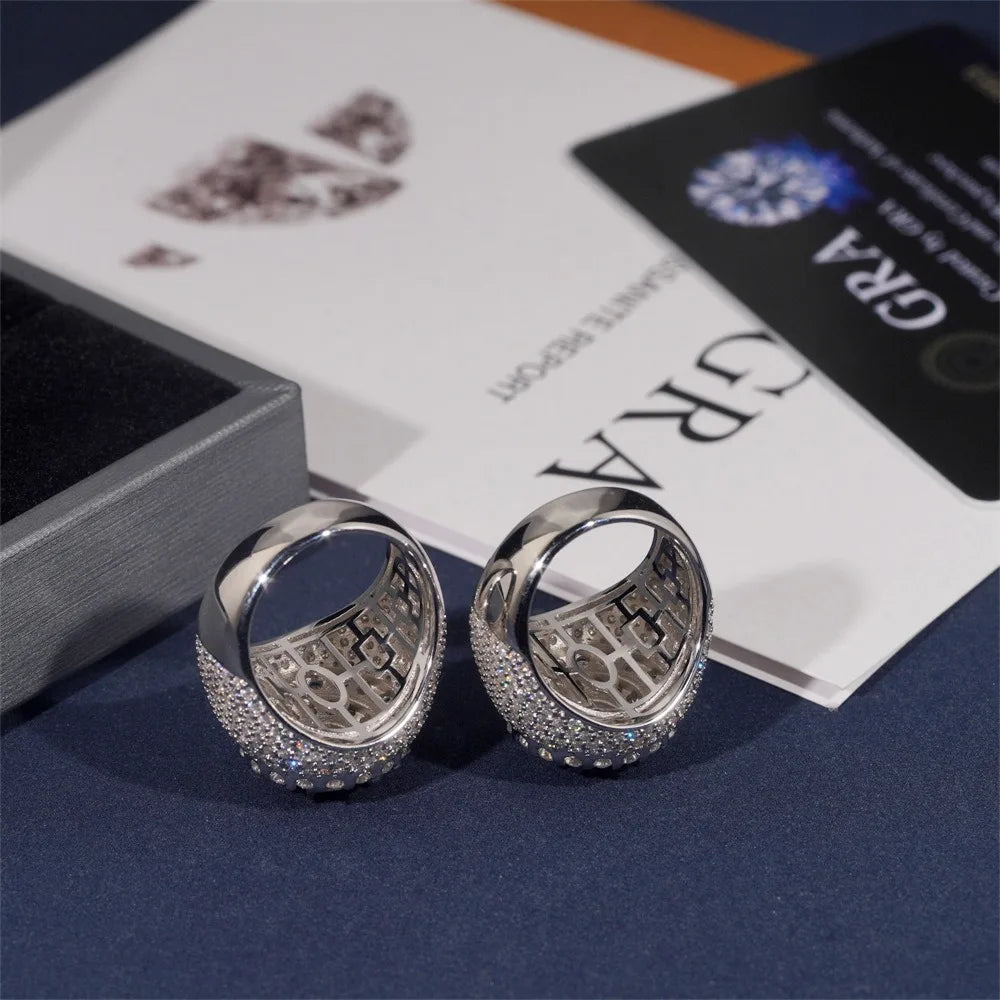 ICEBLING Full Moissanite Rings for Men Hip Hop Jewelry Original 925 Sterling Silver VVS Diamond Rings Gift