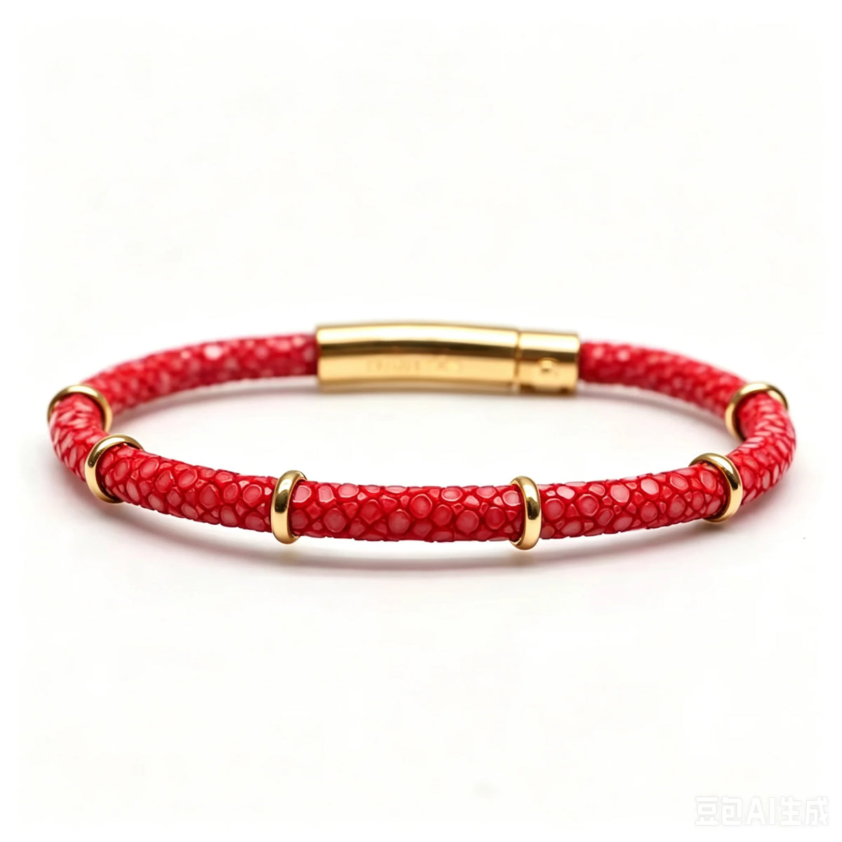 Genuine Stingray Leather Ring Beads Bracelet Double Bone Stinghd Style Gift for Birthday Gift Man Women Couple Bracelets Jewelry