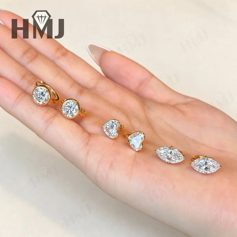 18K Gold Hoop Diamond Earrings Marquise Cut 1.5ct DEF VS Unique Wedding Bridal Jewelry Birthday Anniversary Party Gifts Charms