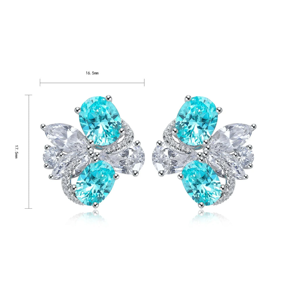 Lab Grown Paraiba Tourmaline Earrings in S925 Sterling Silver Dainty Studs for Women Lightweight Comfortable Daily Wear Jewelry